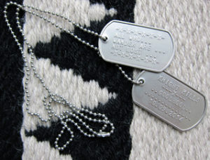 Muroc Fals' runner dog tags. 'All who wander are not lost'.....