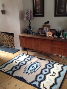 Pilot' rug in blues and bone.