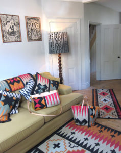 Patchwork pieces and rugs at home.