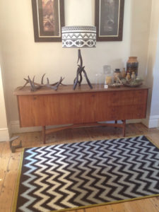 Zig Zagger' in green tea 4ft x 6ft.