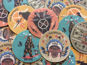 Linen and wool patches.