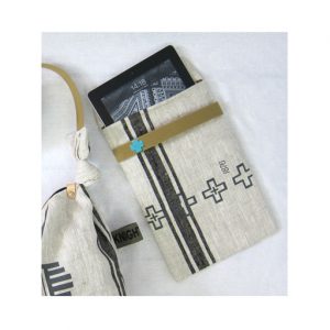 Linen ipad slip case Grey/black