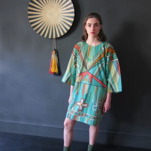 Zuni' print oversized cotton dress.