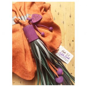 Small Ootchi Kooch' Pumpkin denim + vegan leather.