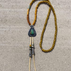 Sterling Silver + Natural Montezuma Turquoise Tear Necklace