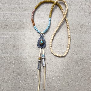 Sterling Silver + Natural Thunderbird Turquoise Teardrop Necklace