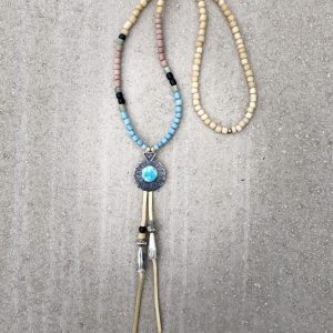 Sterling Silver + Morenci Turquoise Moon Necklace