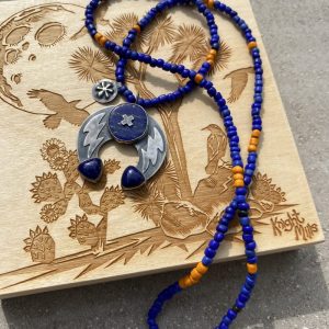 Handmade Silver + Lapis Lazuli Naja + Wheel Necklace.