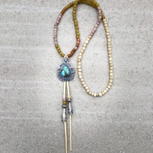 Large Natural Thunderbird Turquoise + Sterling Silver Necklace.