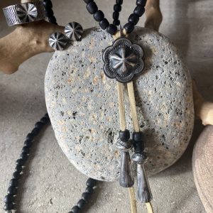 Sterling Silver Hand Stamped Concho Necklace