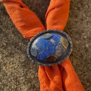 Sterling Silver Neckerchief Slide/ Woggle - Denim Lapis Lazuli