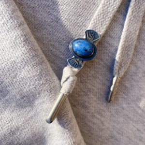 Sterling Silver + Denim Lapis Lazuli Bandana / Sweatshirt String Bead