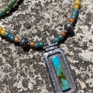 Kingman Turquoise + Sterling Silver Beaded Necklace