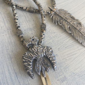Silver Primitive Thunderbird Necklace with choice of beads