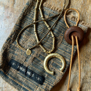 Hand~Cast Brass Naja + Tube Necklace